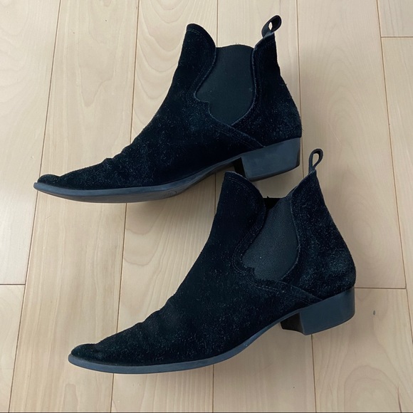 Zara Black Suede Leather Ankle Booties - Picture 2 of 5
